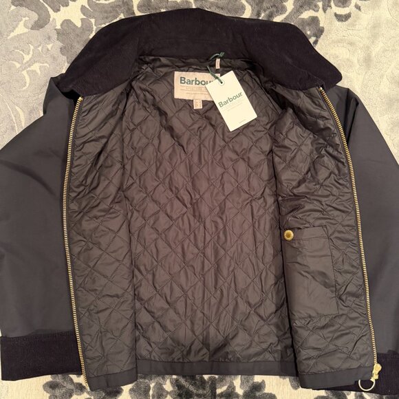 Barbour Black Nora Oversized-Collar Utility Jacket - NWT -  Size 8 - Picture 3 of 4